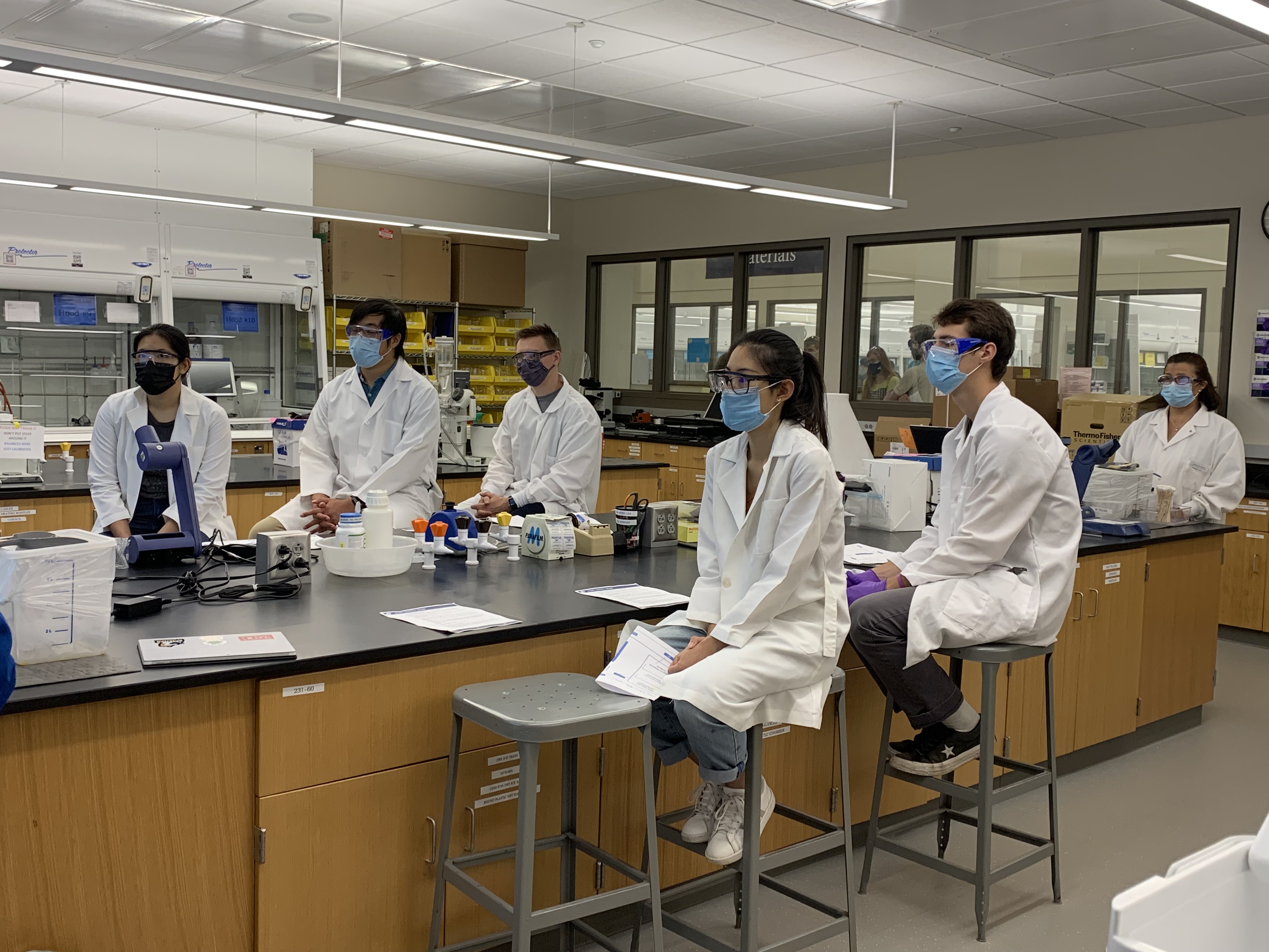 group at lab bench