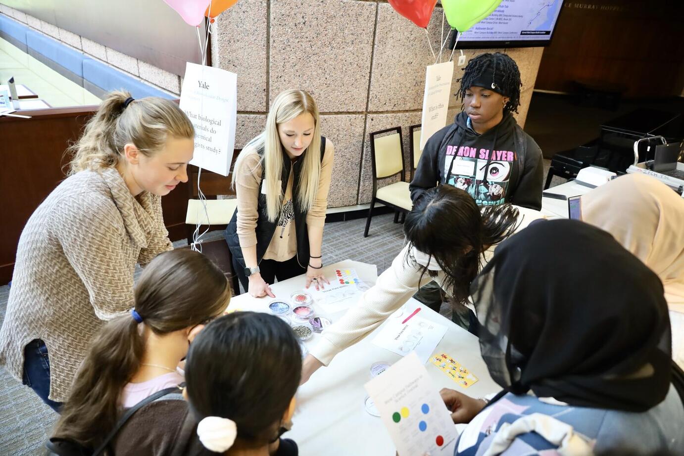 students at table