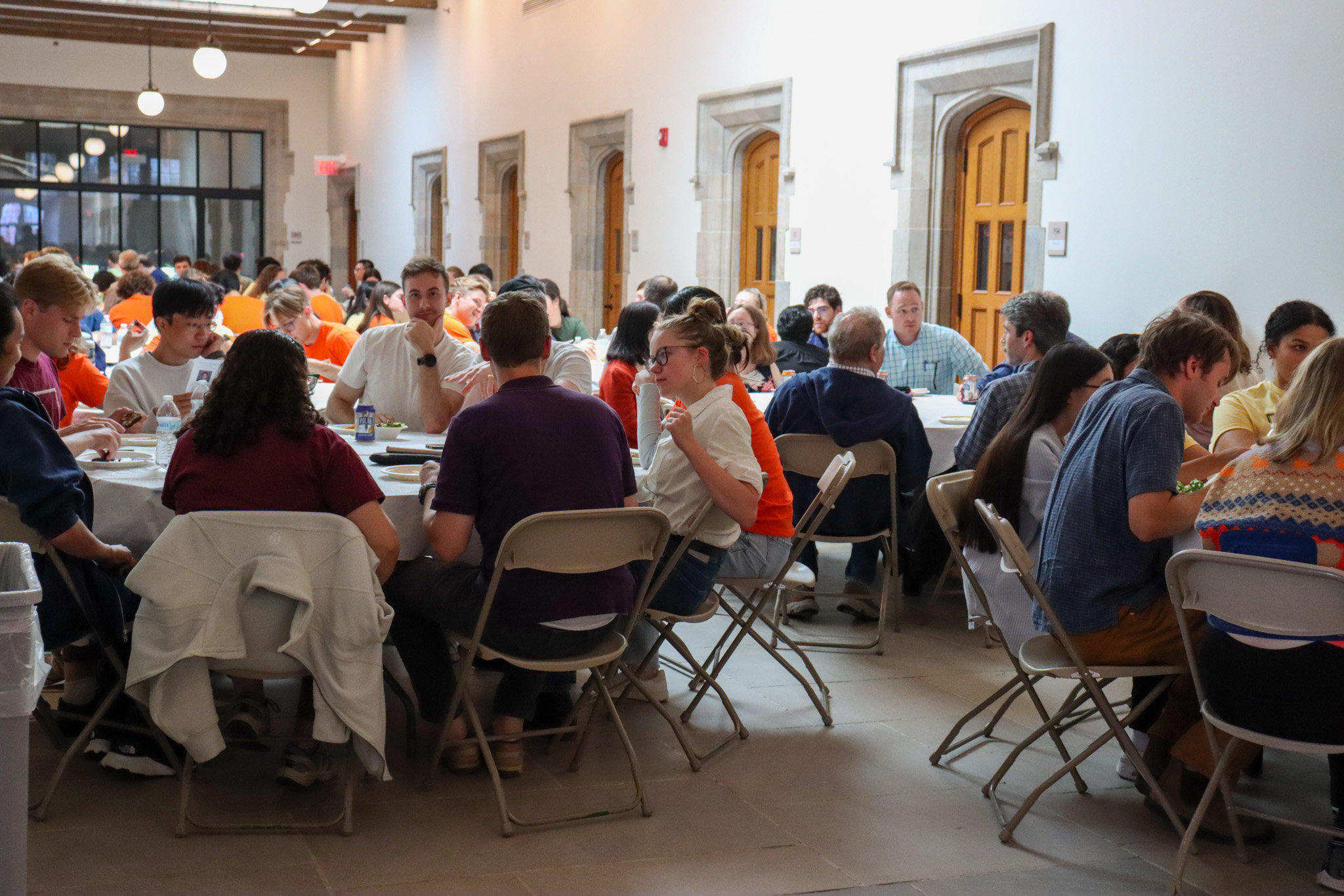 people eating at tables