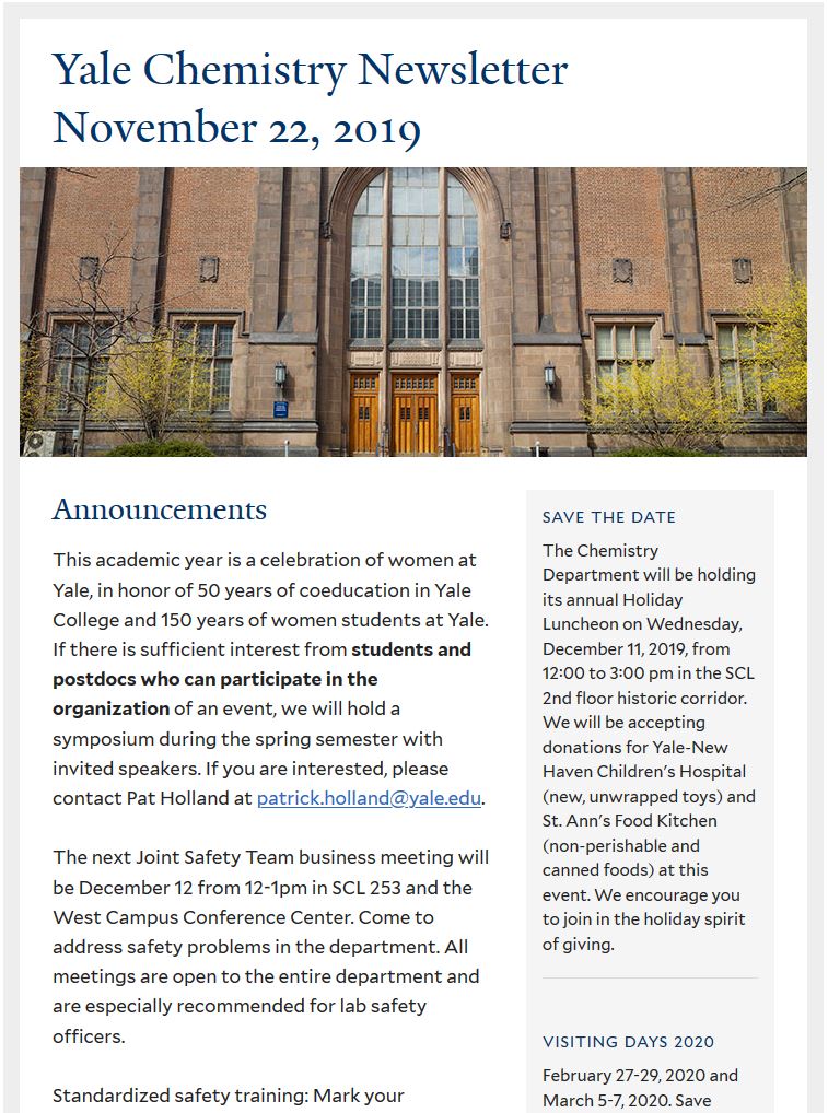 Yale Chemistry Newsletter-november 22, 2019 