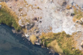 aerial view of land and water