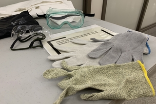 gloves and goggles table