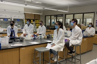 group at lab bench