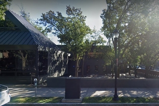 black building and trees