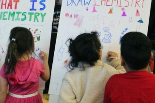 kids drawing on poster