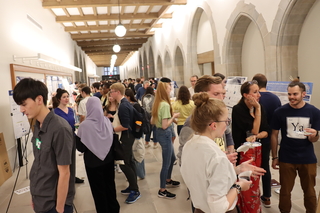crowd in hallway