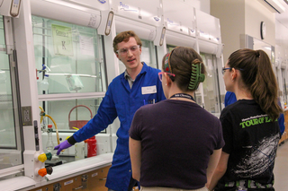 man near fume hood