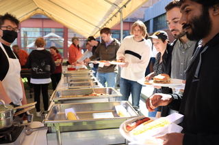 buffet line and food