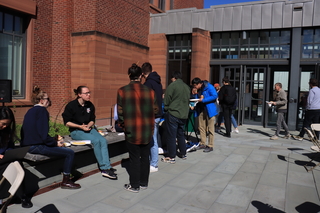 people standing outside