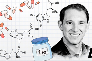 portrait of a man with illustrated compounds
