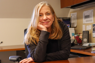 woman sitting at desk