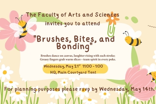 bees flowers illustration with event text