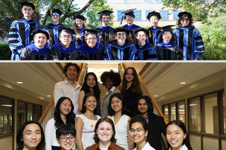 graduates in caps and gowns and standing undergrads