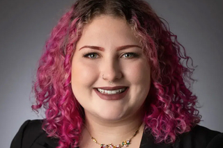 woman pink hair