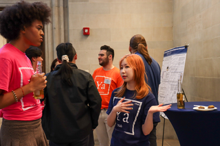 student talking to student