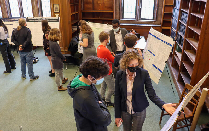 aerial view poster session in library