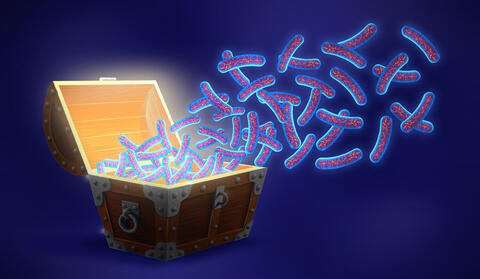 Illustration microbes flying out of treasure chest