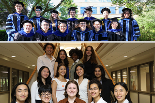 graduates in caps and gowns and standing undergrads