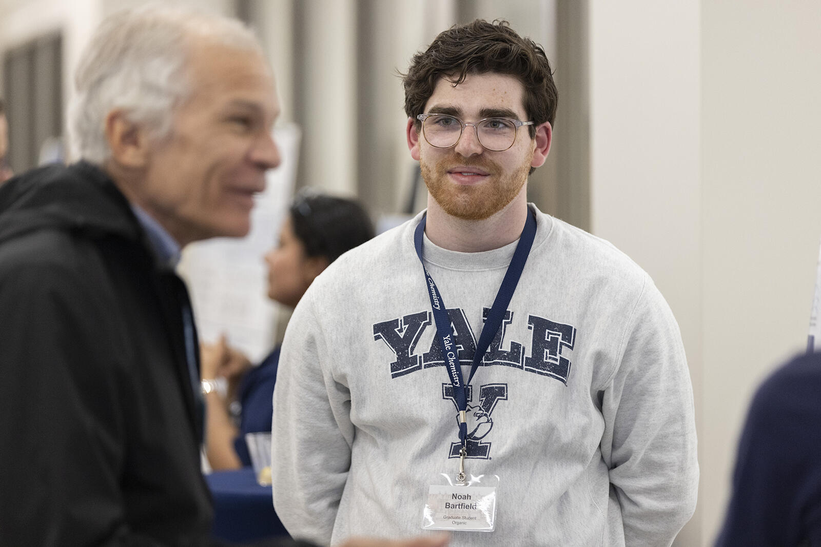 student in Yale sweatshirt