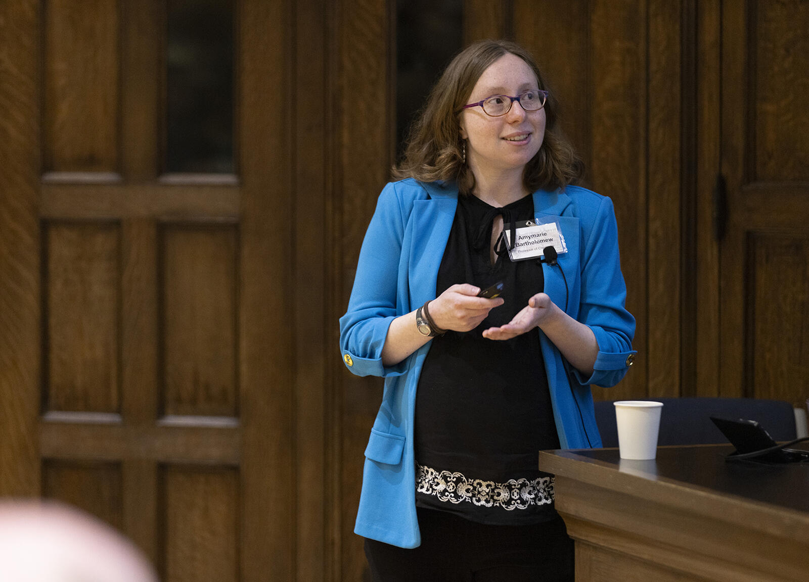 woman public speaking