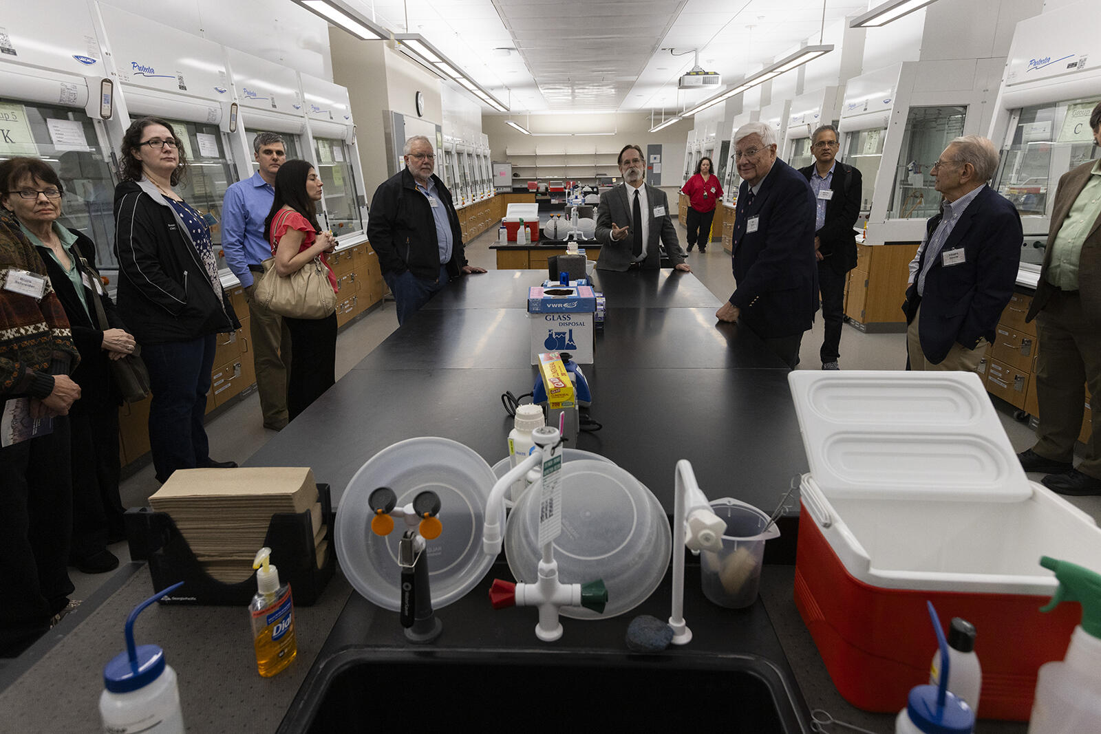 group near a lab bench